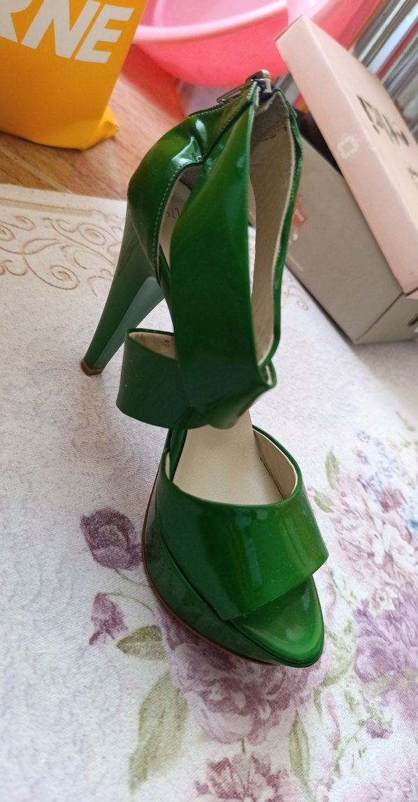 Yeşil Parlak Platform Topuklu Kadın Ayakkabı - Görsel 4