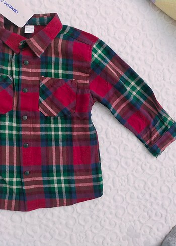 4 Yaş Beden unisex Çocuk Renkli Uzun Kollu Kareli Gömlek