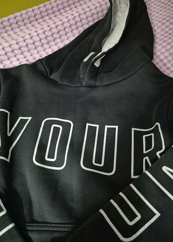 Siyah Kapüşonlu Erkek çocuk sweatshirt - Görsel 2