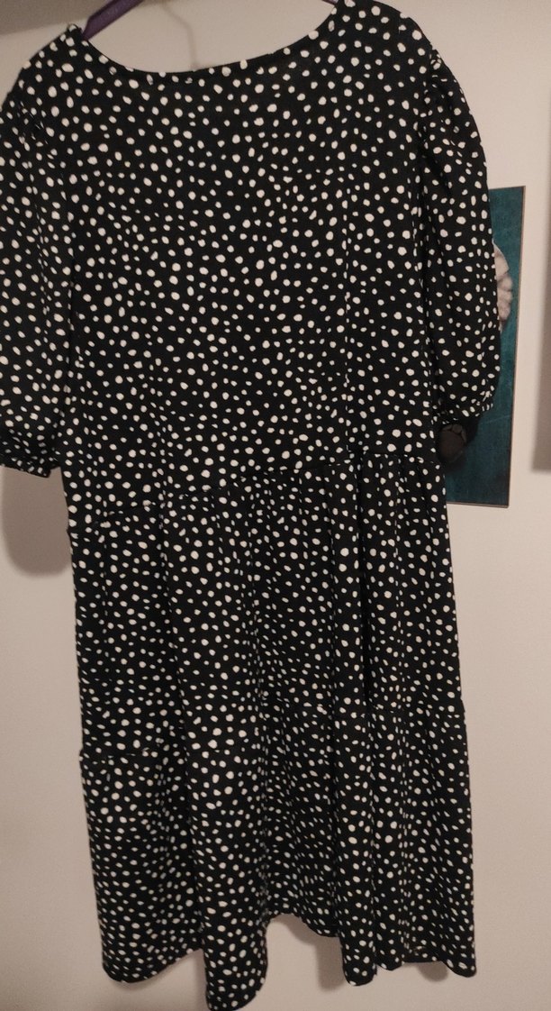 Kadın Siyah Puantiyeli Midi Elbise - Görsel 2