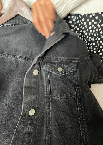 s Beden siyah Renk Siyah Düğmeli Kadın Denim Ceket