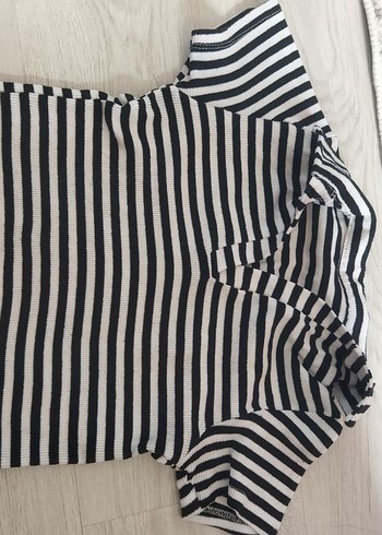 Çizgili, Kısa Kollu crop
