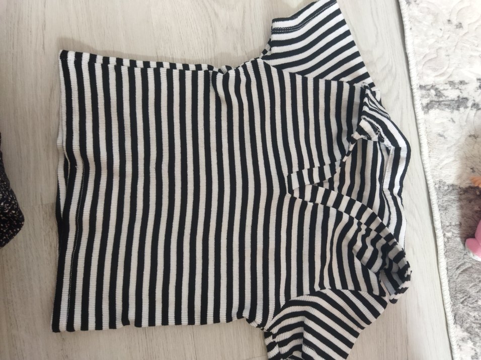 Çizgili, Kısa Kollu crop - Görsel 4