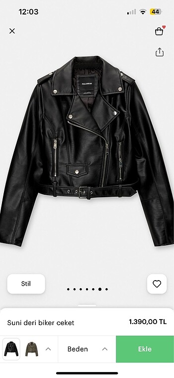 s Beden siyah Renk pull&bear biker deri ceket