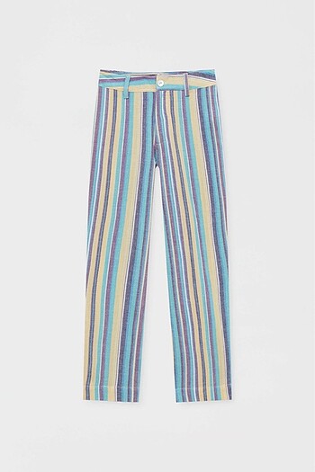 pull&bear çizgili keten pantolon