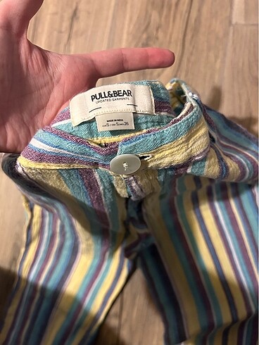 s Beden çeşitli Renk pull&bear çizgili keten pantolon
