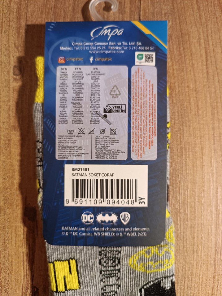Disney lisanslı Batman Desenli Erkek çocuk Çorap - Görsel 5