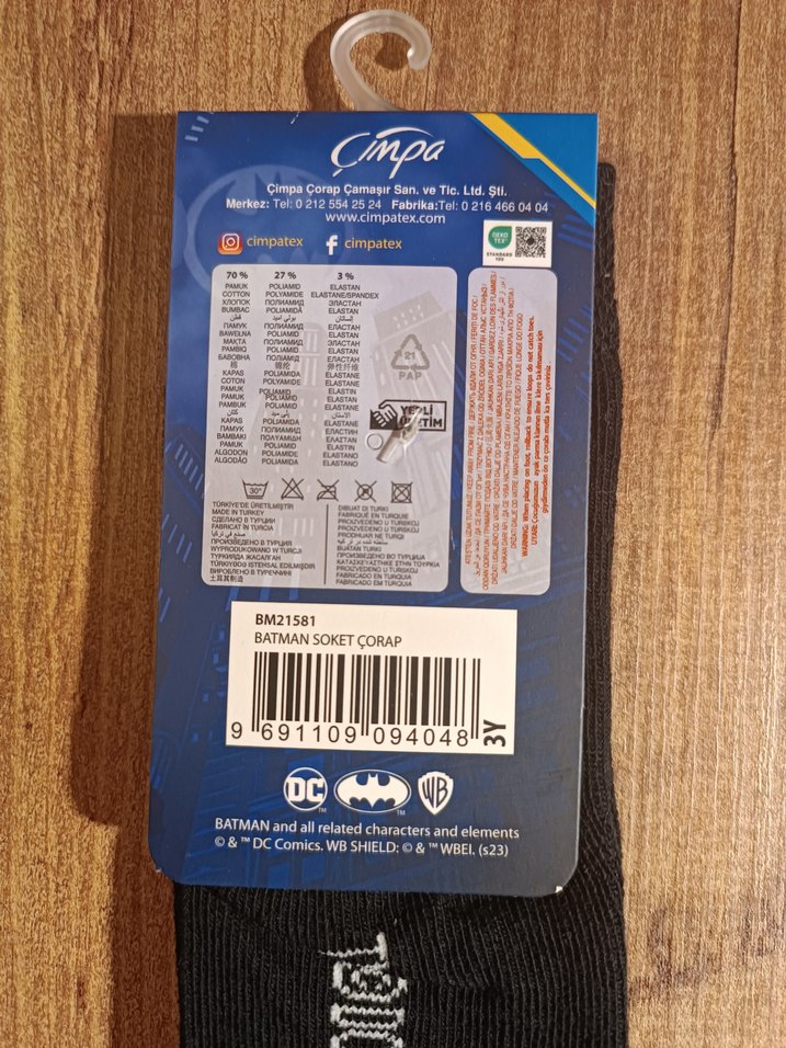 Disney lisanslı Batman Baskılı Erkek çocuk Çorap - Görsel 5