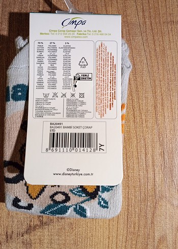 Disney lisanslı Bambi baskılı çocuk çorap - Görsel 17