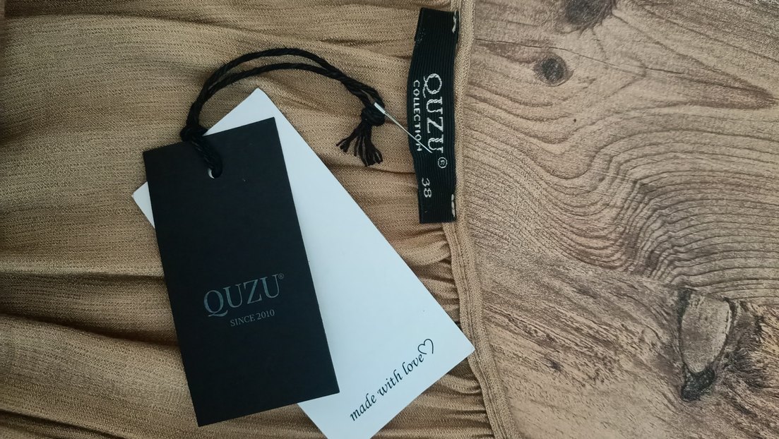 Camel renk, 38 beden, uzun, viskon Quzu marka elbise - Görsel 3