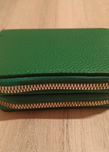 yeşil kadın cüzdan kartlık 2 fermuarlı - Görsel 3
