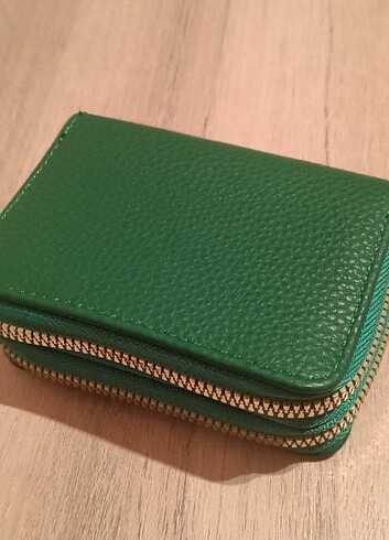 yeşil kadın cüzdan kartlık 2 fermuarlı - Görsel 4