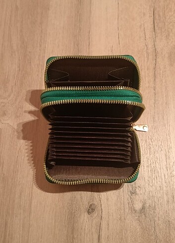 yeşil kadın cüzdan kartlık 2 fermuarlı - Görsel 2