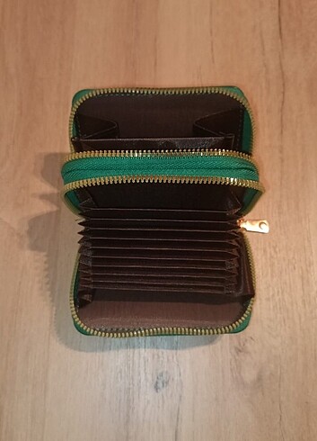yeşil kadın cüzdan kartlık 2 fermuarlı - Görsel 7