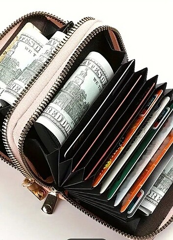 yeşil kadın cüzdan kartlık 2 fermuarlı - Görsel 9