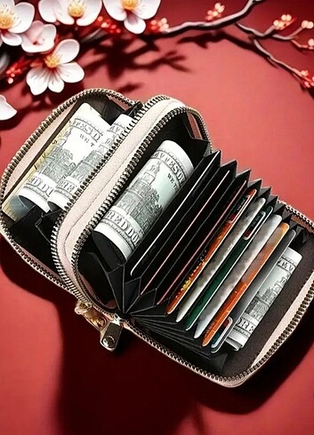 yeşil kadın cüzdan kartlık 2 fermuarlı - Görsel 10