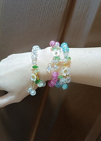 mavi kristal boncuk zarif şık bileklik - Görsel 11