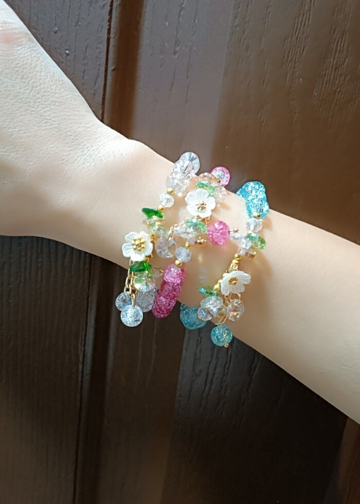 mavi kristal boncuk zarif şık bileklik - Görsel 4