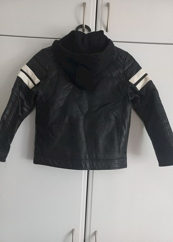 DEFACTO 6-7 Yaş Kapüşonlu Erkek Çocuk Siyah Deri Biker Ceket - Görsel 4