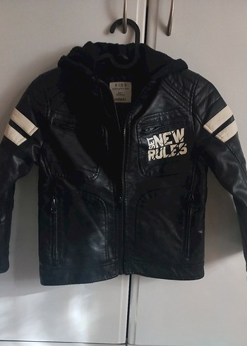 DEFACTO 6-7 Yaş Kapüşonlu Erkek Çocuk Siyah Deri Biker Ceket - Görsel 6