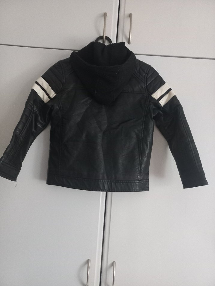 DEFACTO 6-7 Yaş Kapüşonlu Erkek Çocuk Siyah Deri Biker Ceket - Görsel 3