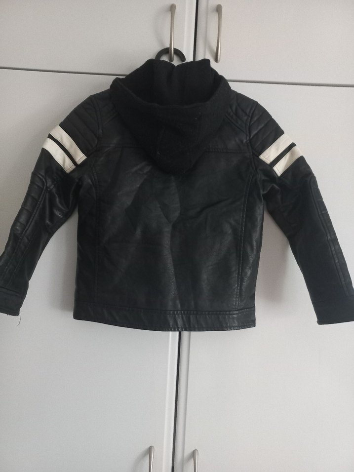 DEFACTO 6-7 Yaş Kapüşonlu Erkek Çocuk Siyah Deri Biker Ceket - Görsel 4