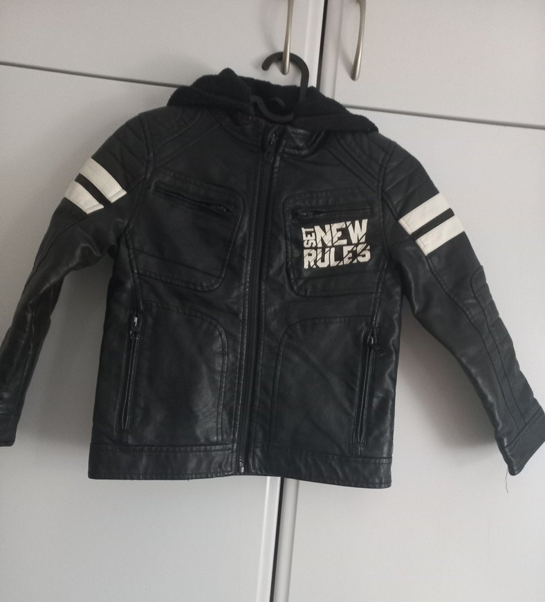 DEFACTO 6-7 Yaş Kapüşonlu Erkek Çocuk Siyah Deri Biker Ceket - Görsel 2