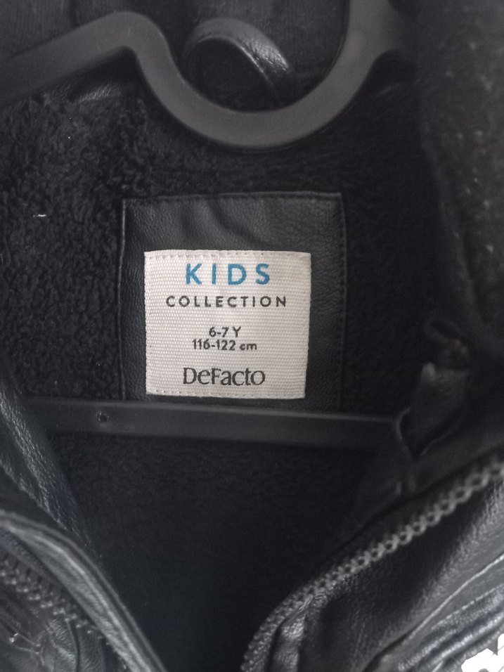 DEFACTO 6-7 Yaş Kapüşonlu Erkek Çocuk Siyah Deri Biker Ceket - Görsel 5