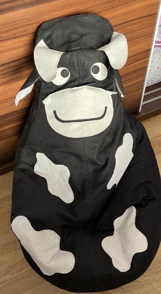 Çocuklar için Siyah İnek Desenli armut puf - Görsel 2