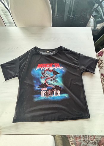 Kadın  Kısa Kollu Tül Tişört - Görsel 2