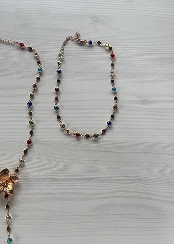 Çiçek Detaylı Çok Renkli Bohem Y Kolye - Görsel 5