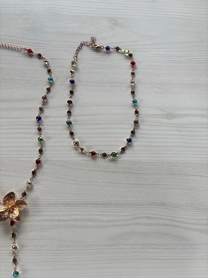 Çiçek Detaylı Çok Renkli Bohem Y Kolye - Görsel 5