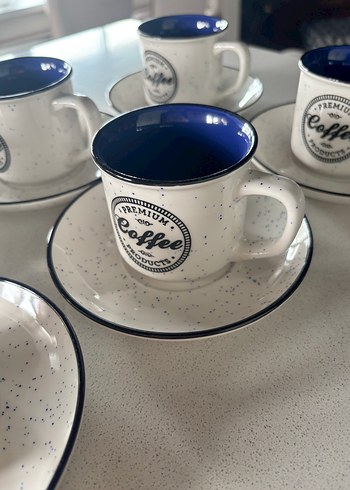 Beyaz-lacivert kahve fincanı seti 6'lı - Görsel 2