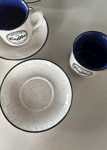 Beyaz-lacivert kahve fincanı seti 6'lı - Görsel 3