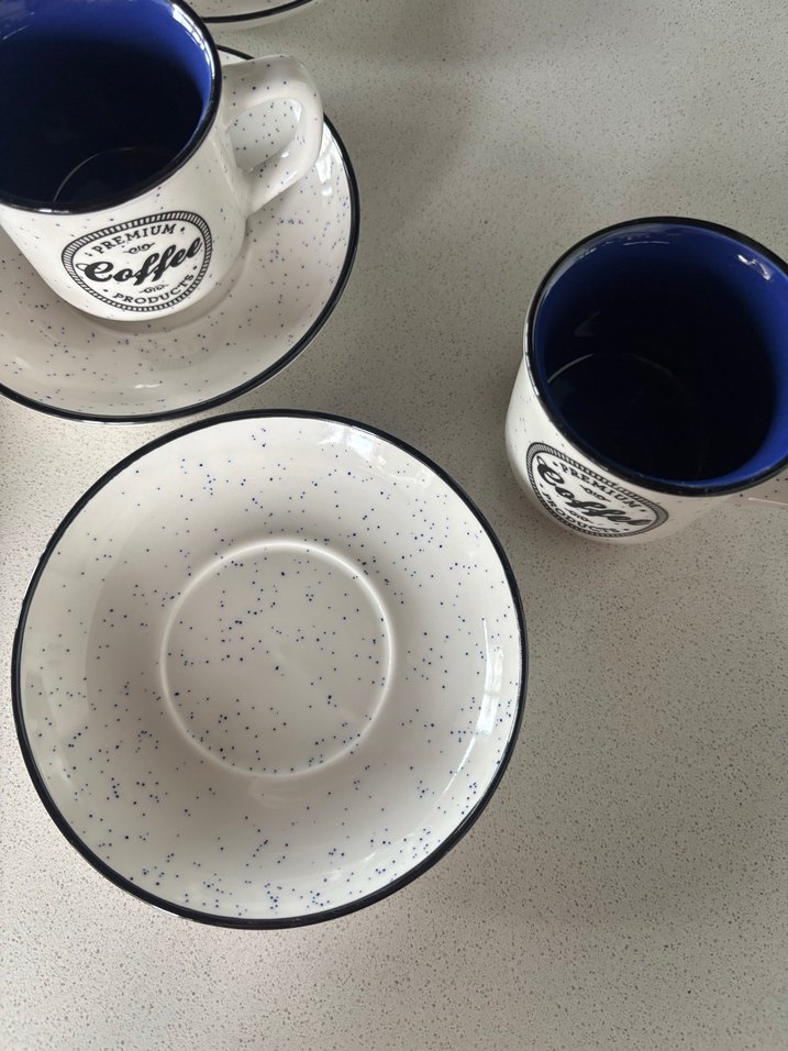 Beyaz-lacivert kahve fincanı seti 6'lı - Görsel 3