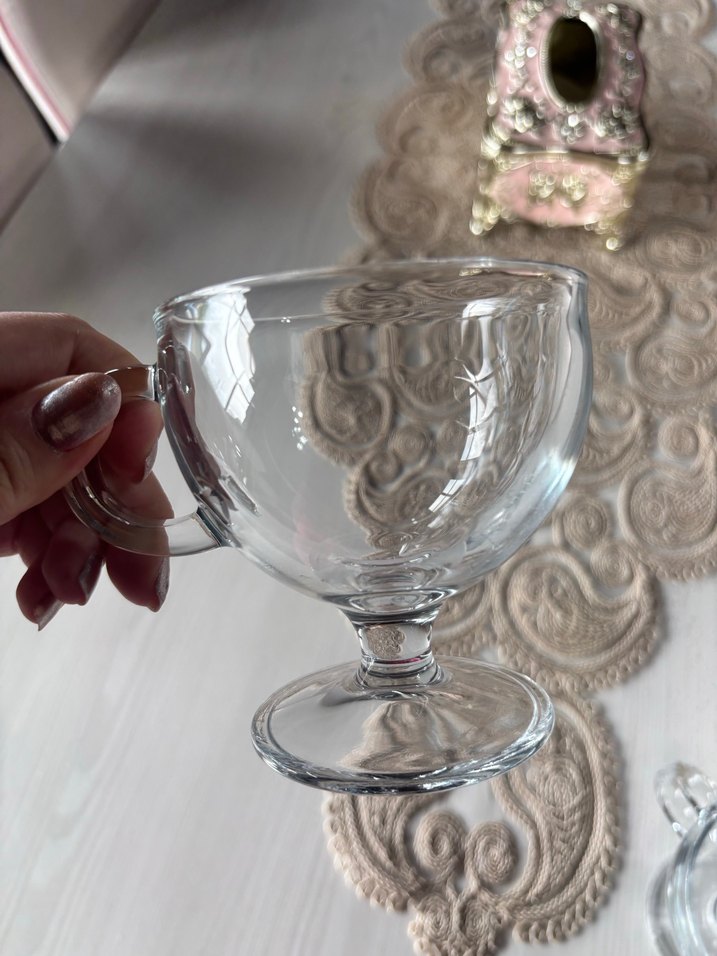 Ayaklı Şeffaf Cam Kase Seti - Görsel 2