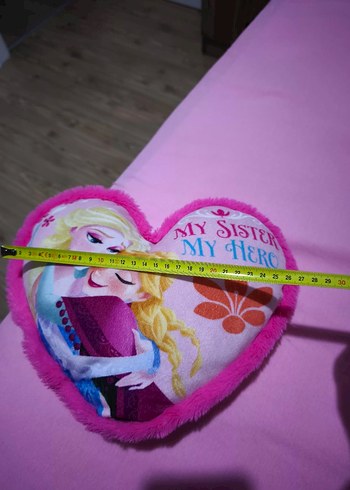 frozen karlar ülkesi Elsa Anna Pembe Kalp Yastık - Görsel 3