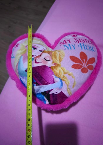 frozen karlar ülkesi Elsa Anna Pembe Kalp Yastık - Görsel 4