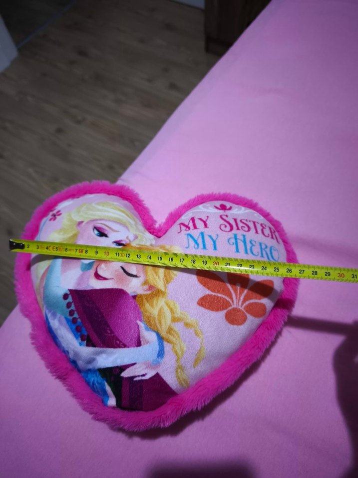 frozen karlar ülkesi Elsa Anna Pembe Kalp Yastık - Görsel 3