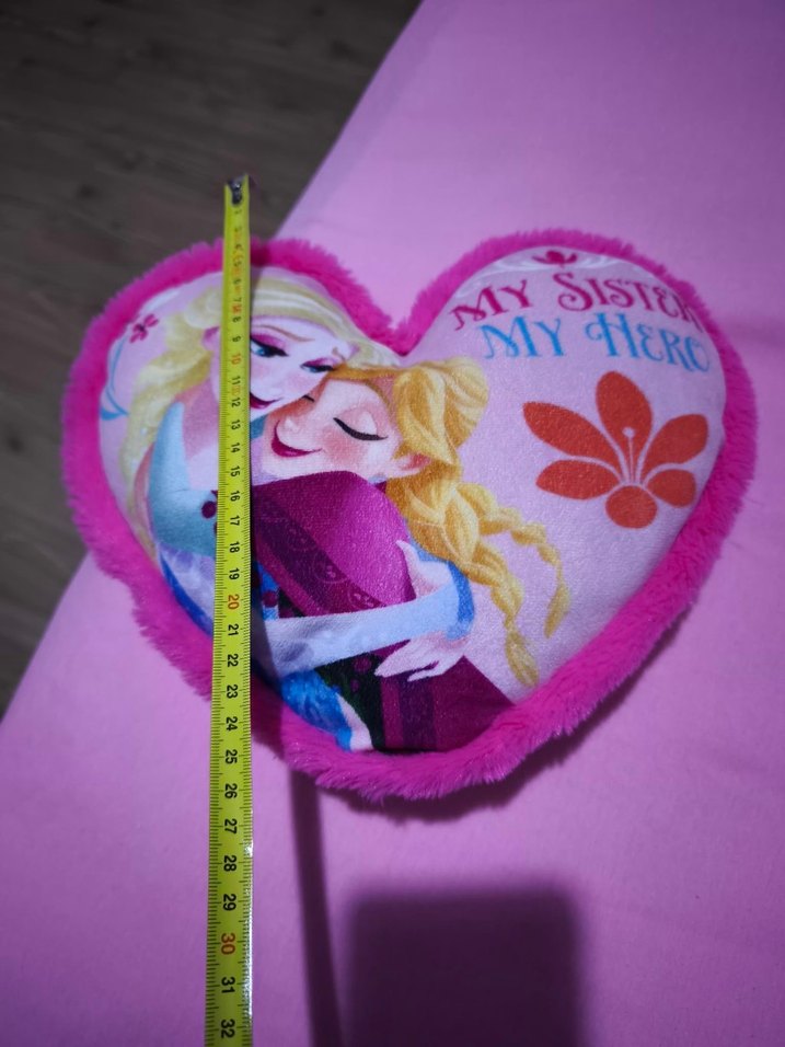 frozen karlar ülkesi Elsa Anna Pembe Kalp Yastık - Görsel 4