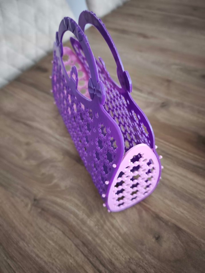 Mor Delikli Plastik Sepet Çanta - Görsel 2