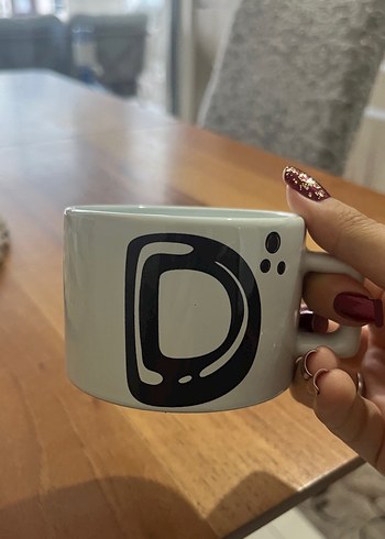 Beyaz Seramik Harfli Kupa Bardak - Görsel 3