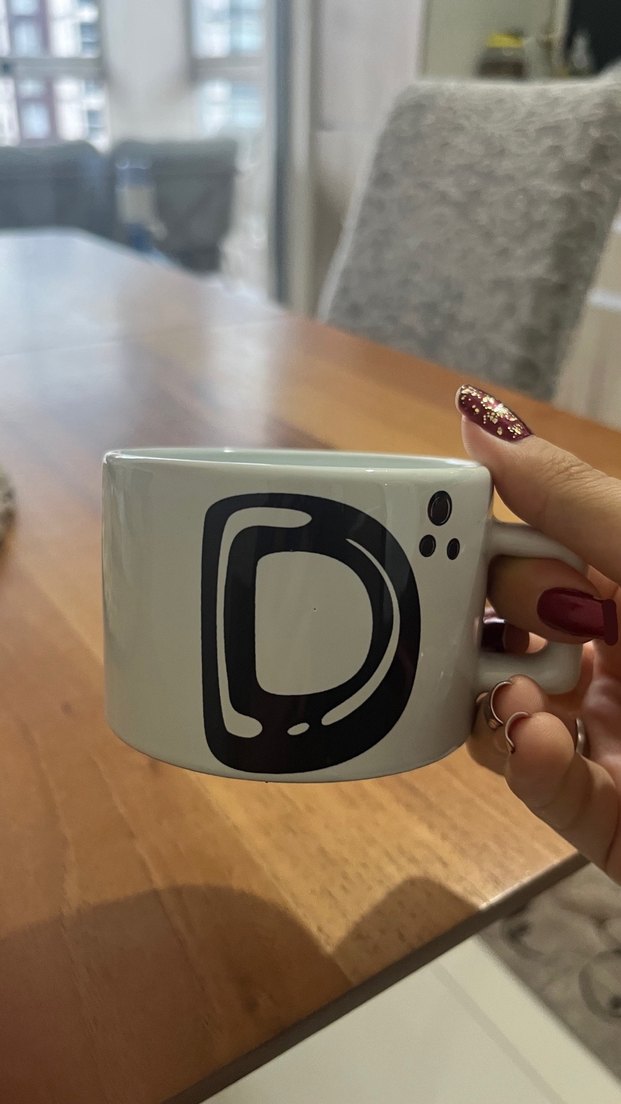 Beyaz Seramik Harfli Kupa Bardak - Görsel 3