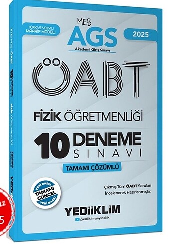 Yediiklim 2025 MEB AGS ÖABT Fizik Öğretmenliği Tamamı Çözümlü 10