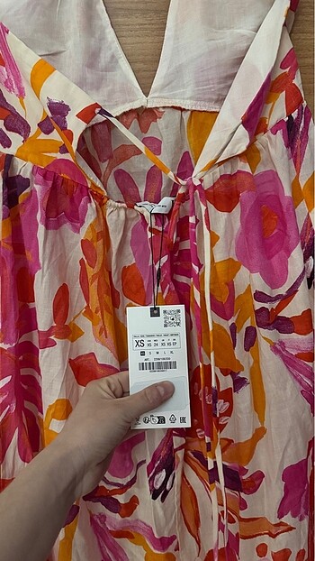 xs Beden pembe Renk Zara çiçekli elbise