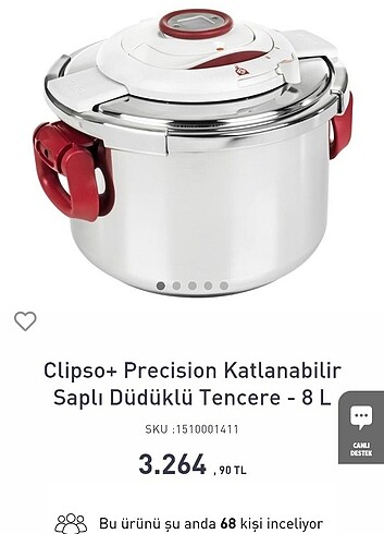 Düdüklü tencere Tefal clipso 8 lt