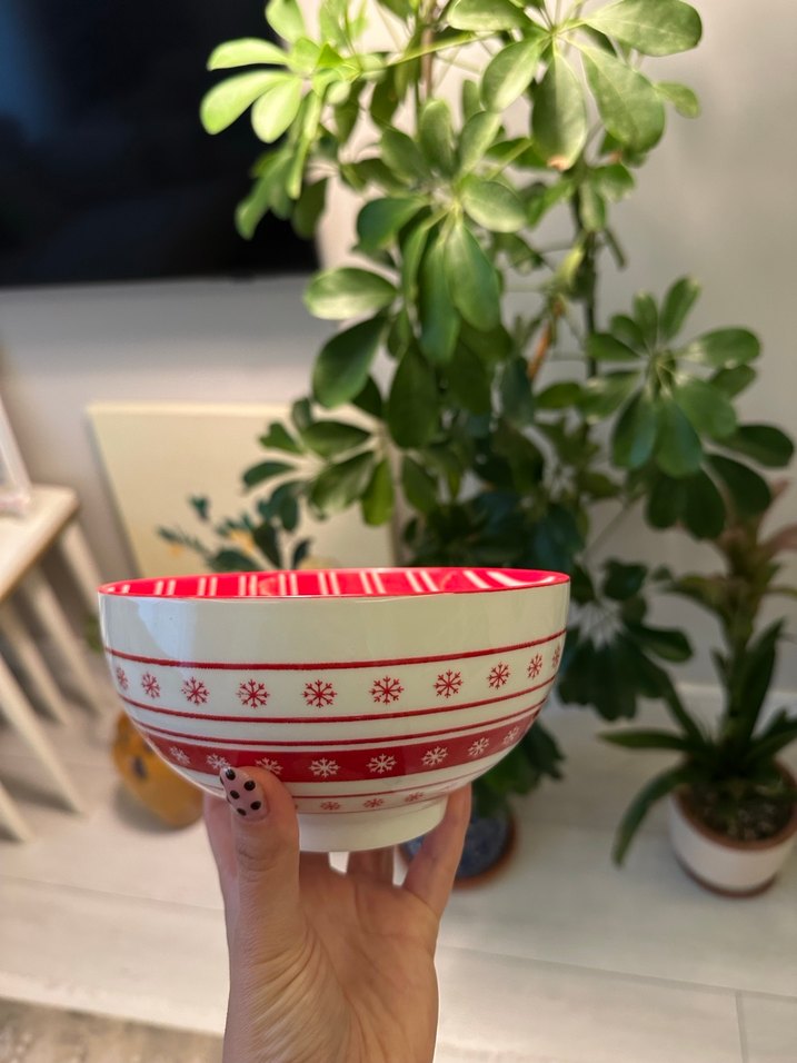 Kırmızı Desenli Seramik Kase - Görsel 2