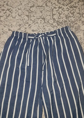 Diğer Navy Çizgili Bol Kesim Kadın Kumaş Pantolon