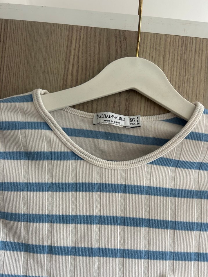 Kadın Mavi Çizgili Uzun Kollu Tshirtü - Görsel 2