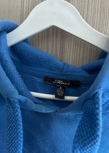 Mavi Kapüşonlu Sweatshirt - Görsel 4
